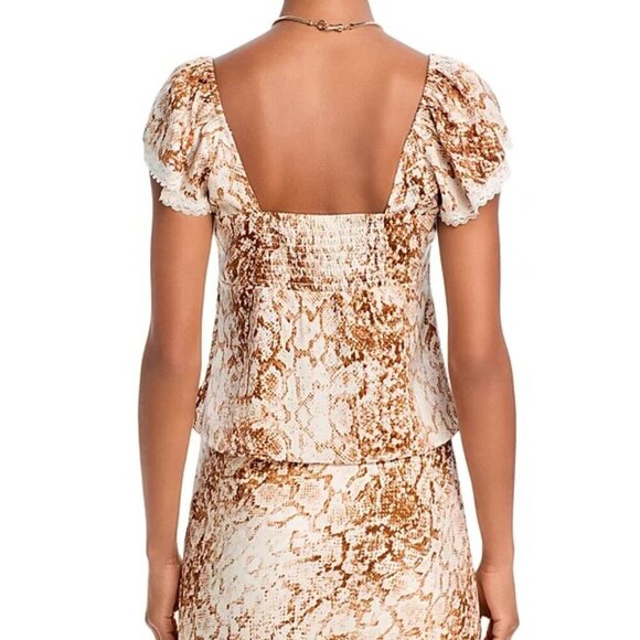 WAYF “Melissa” Lace-Trim Top | Sweetheart Tie • Flutter Sleeve • Lined | NWT M - Picture 7 of 7